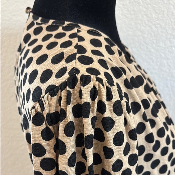 Who What Wear Neutral Polka Dot Balloon Long Sleeve Linen Mini Dress 00137 - Picture 6 of 10